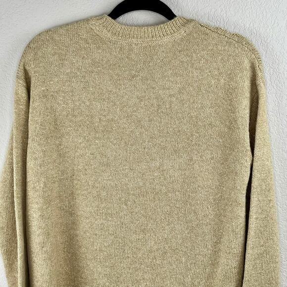 Tommy Hilfiger Tan Gold Metallic Knitted Open Stitch Argyle Sweater Small NWT - Picture 8 of 12
